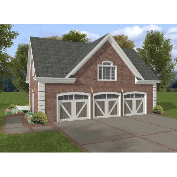 Building Plans Front of Home - Lora Three-Car Garage  108D-6001 | House Plans and More