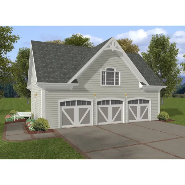 Building Plans Front of Home - Appelbaum 3-Car Carriage House 108D-6002 | House Plans and More