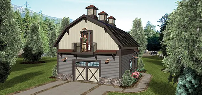 Building Plans Front of Home - Carly Country Apartment Garage 108D-7507 | House Plans and More
