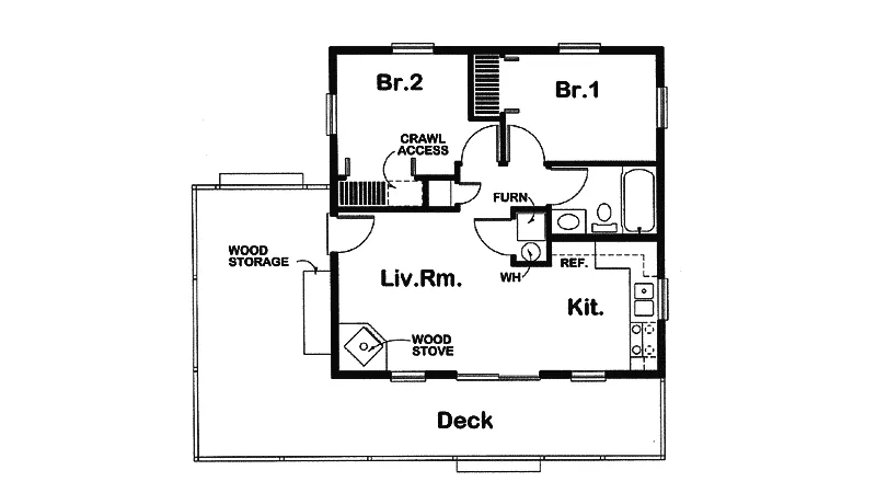 Lake House Plan First Floor - Edelle Cabin Home 109D-7500 | House Plans and More