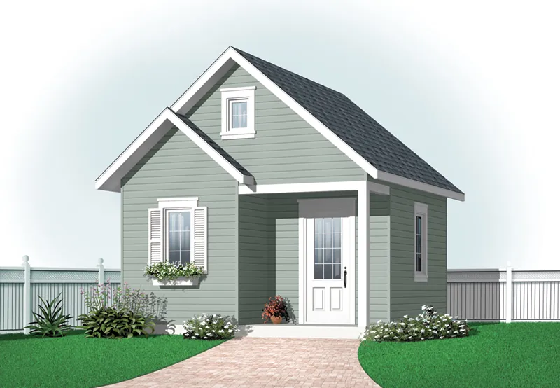 Building Plans Front of Home - Kay Double Gable Garden Shed 113D-4506 | House Plans and More