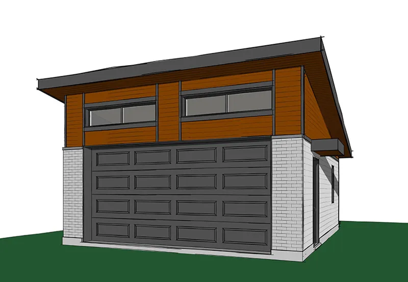 Building Plans Front of Home - Sayer Modern 2-Car Garage 113D-6035 | House Plans and More