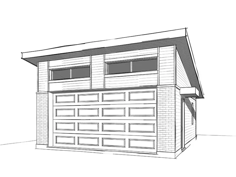 Building Plans Front Image of House - Sayer Modern 2-Car Garage 113D-6035 | House Plans and More