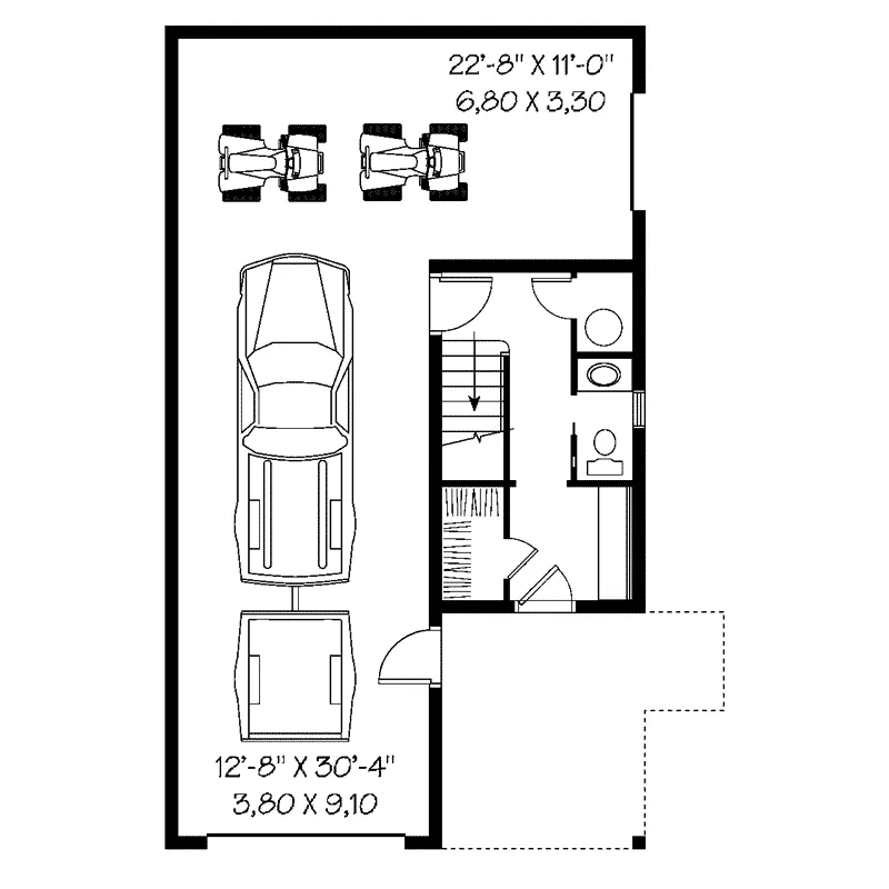 Building Plans First Floor - Travis One-Car Apartment Garage  113D-7502 | House Plans and More