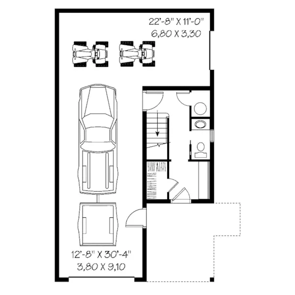 Building Plans First Floor - Travis One-Car Apartment Garage  113D-7502 | House Plans and More