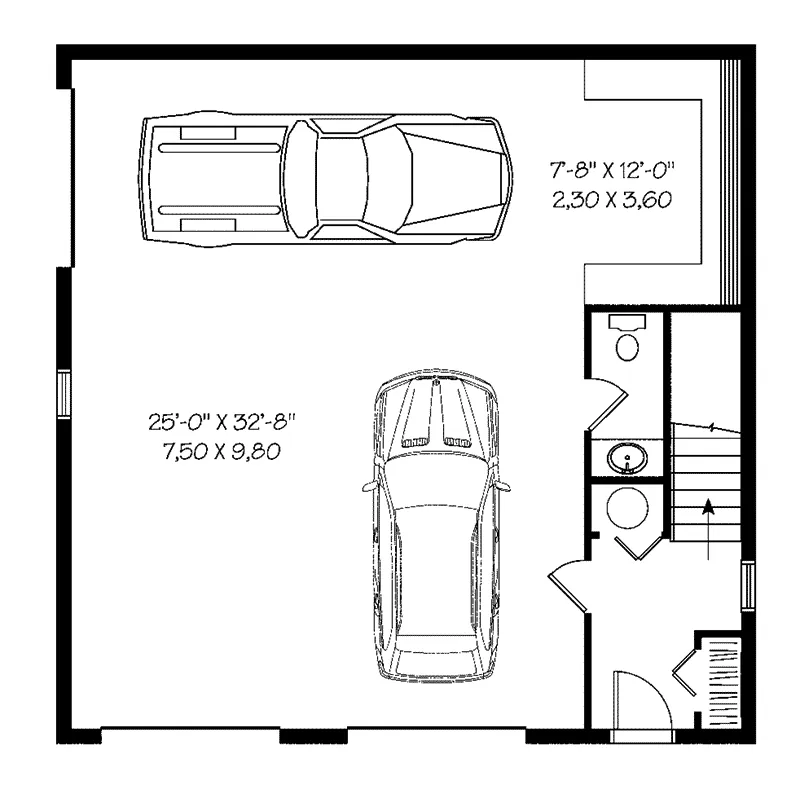 Building Plans First Floor - Steffen Two-Car Garage 113D-7506 | House Plans and More