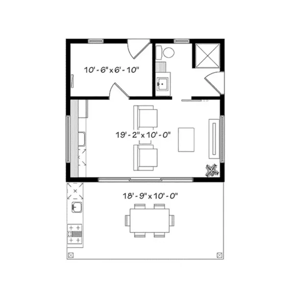 Ranch House Plan First Floor - Rita Beach Pool Cabana 113D-7509 | House Plans and More