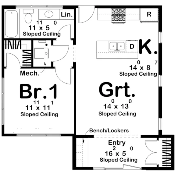 Modern House Plan First Floor - 123D-0443 | House Plans and More