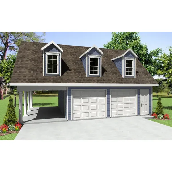 Building Plans Front of Home - Old Forge Garage With Carport 124D-6001 | House Plans and More