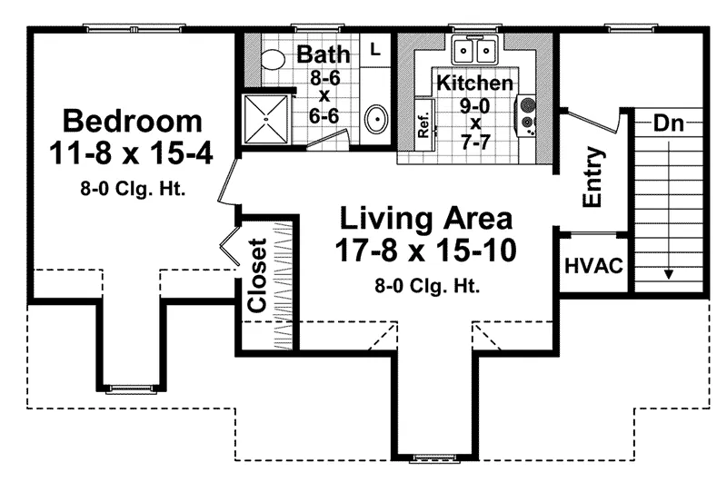 Building Plans Second Floor - Collins 3-Car Apartment Garage 124D-7502 | House Plans and More