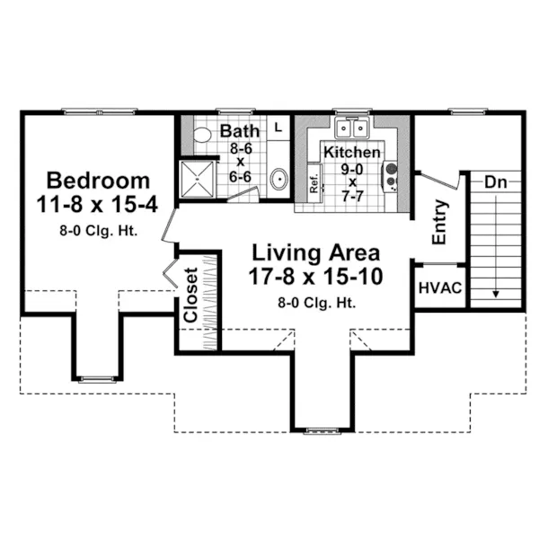 Building Plans Second Floor - Collins 3-Car Apartment Garage 124D-7502 | House Plans and More