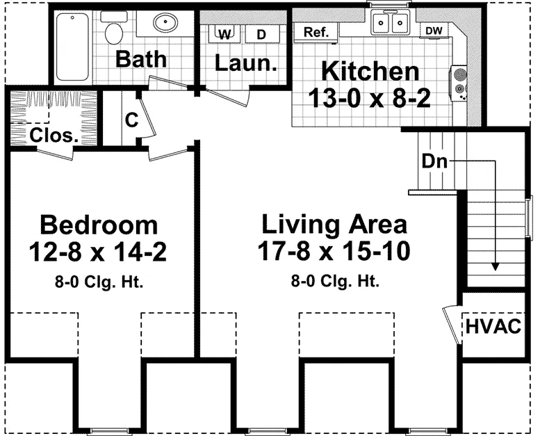 Building Plans Second Floor - David 2-Car Apartment Garage 124D-7503 | House Plans and More