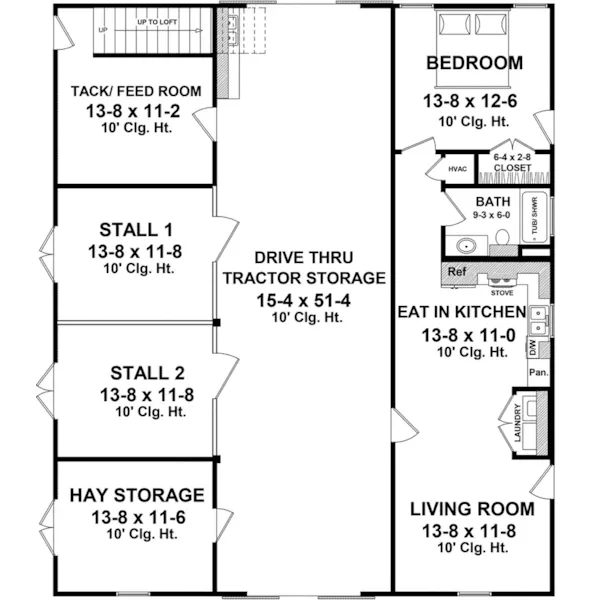 Building Plans First Floor - Barclay Country Barn Apartment 124D-7504 | House Plans and More