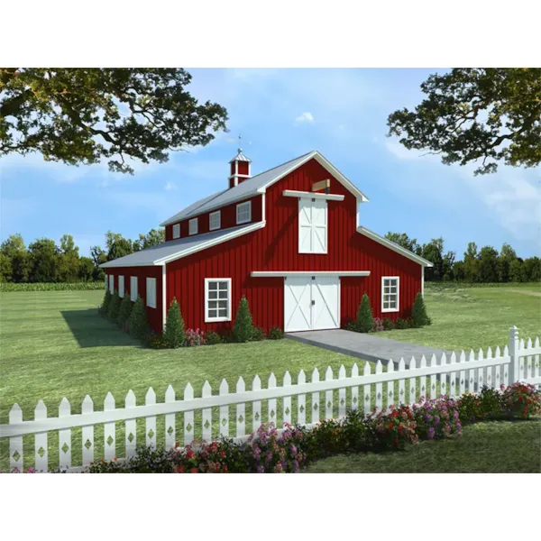 Building Plans Front of Home - Barclay Country Barn Apartment 124D-7504 | House Plans and More