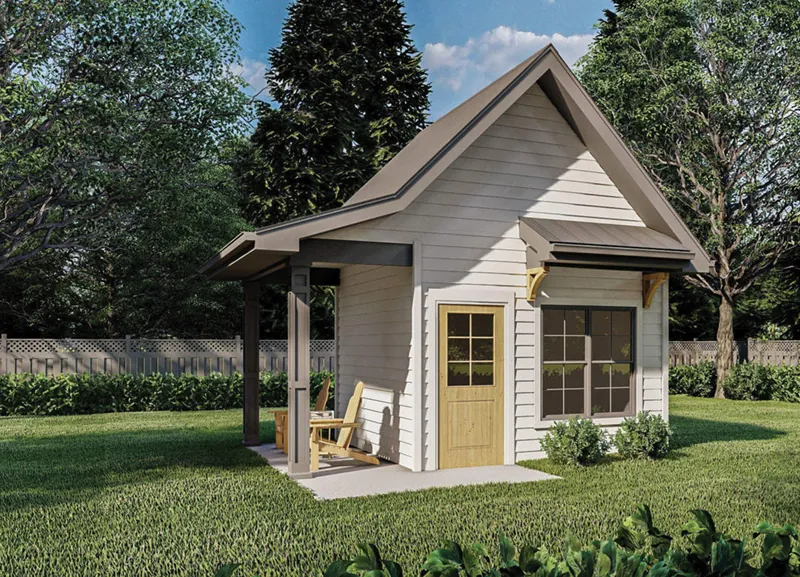 Building Plans Front of Home - Marilyn Shed With Front Porch 125D-4501 | House Plans and More