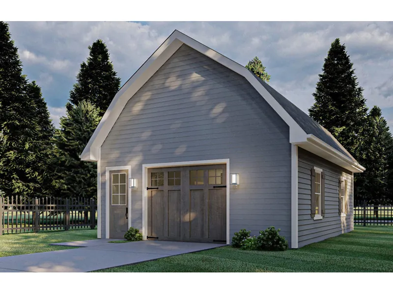 Building Plans Side View Photo - Brandy Barn Style Garage 125D-6010 | House Plans and More