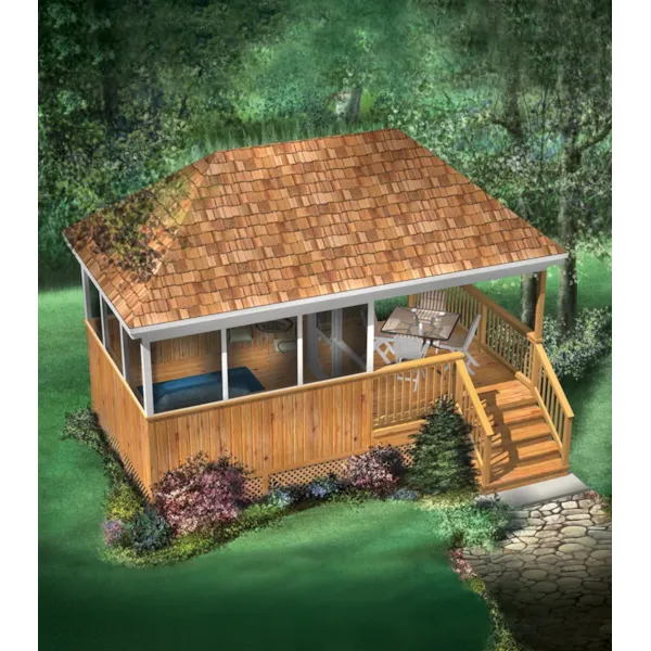 Building Plans Front of Home - Woods Hot Tub Shelter 127D-4501 | House Plans and More