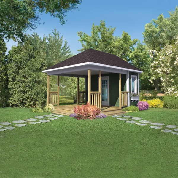 Building Plans Front of Home - Spicer Covered Patio Shed 127D-4502 | House Plans and More