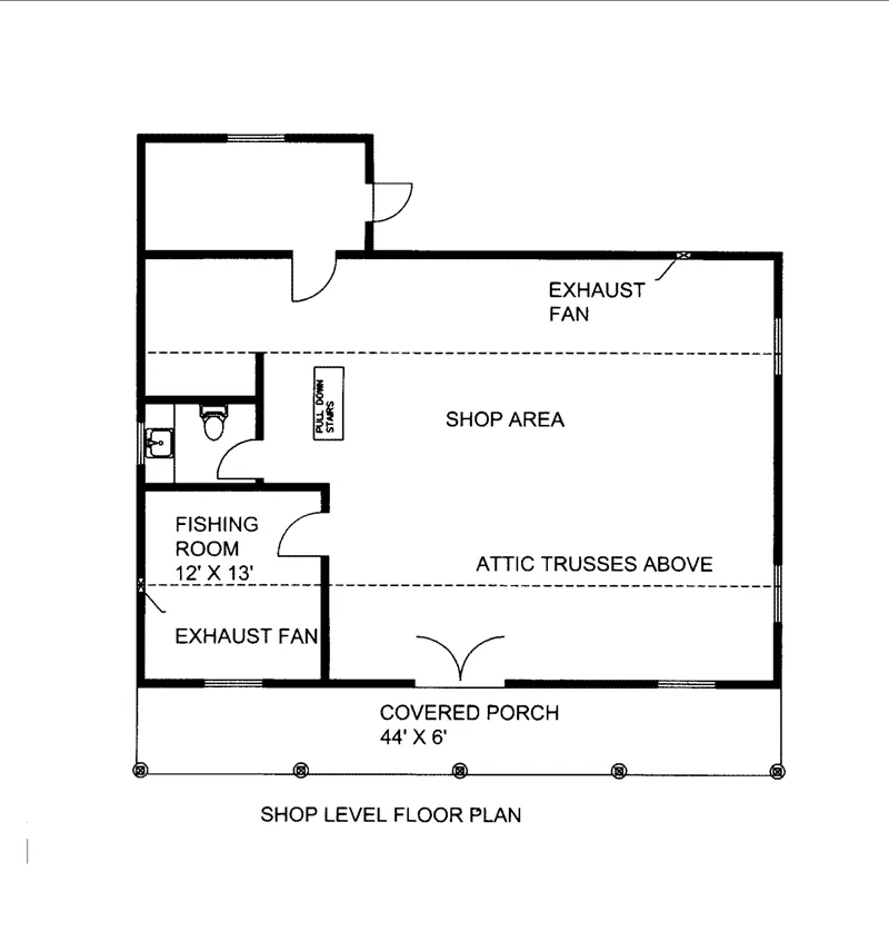 Building Plans First Floor - Monty Workshop & Fishing Room 133D-7512 | House Plans and More