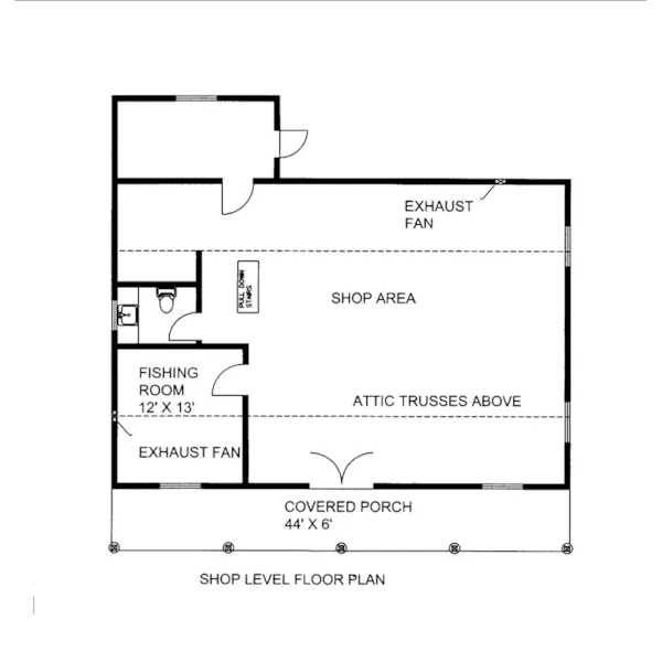 Building Plans First Floor - Monty Workshop & Fishing Room 133D-7512 | House Plans and More