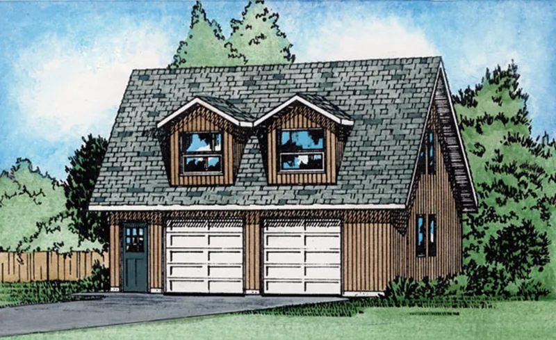 Building Plans Front of Home - Elsie Garage With Studio 144D-0008 | House Plans and More