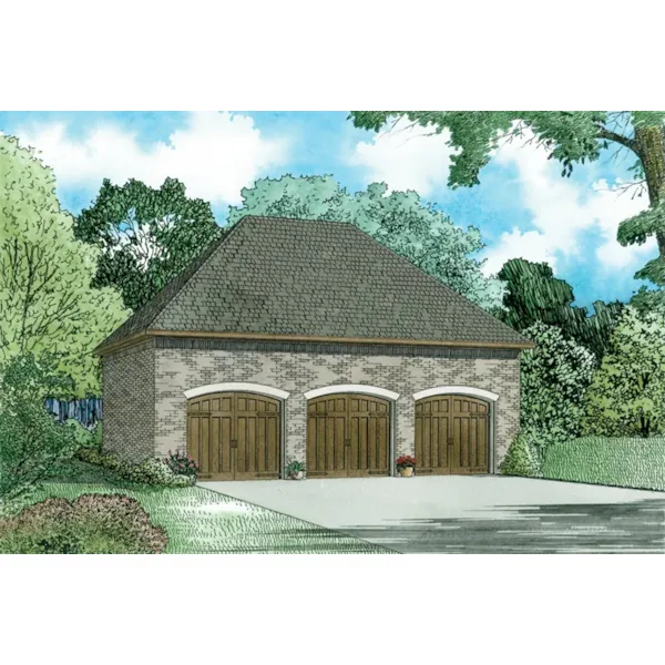 European House Plan Front of Home - Archway Three-Car Garage 154D-6000 | House Plans and More