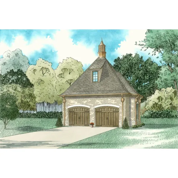 Building Plans Front of Home - Paley European Style Garage 154D-6002 | House Plans and More