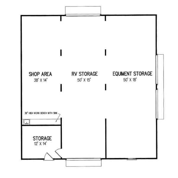 Building Plans First Floor - Lang Workshop Barn 160D-7500 | House Plans and More