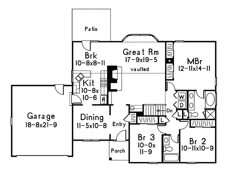 Ranch House Plan First Floor - Hearthside Ranch Home 001D-0001 - Search House Plans and More