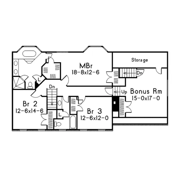 Southern House Plan Second Floor - Tidewater Colonial Home 001D-0009 - Shop House Plans and More