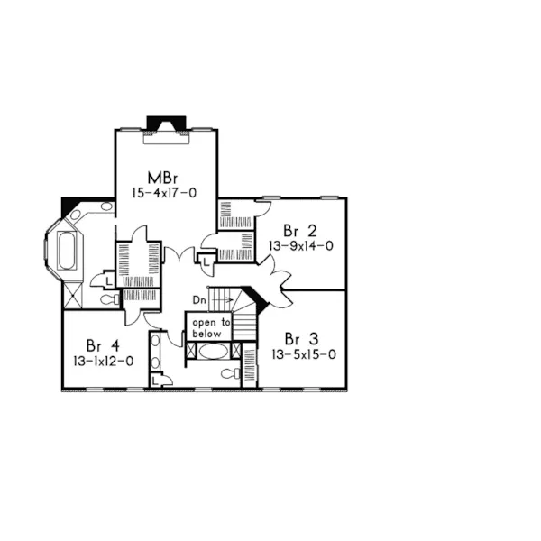 Colonial House Plan Second Floor - Fairhaven Georgian Home 001D-0011 - Search House Plans and More