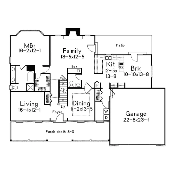 Country House Plan First Floor - Hartford Traditional Ranch Home 001D-0016 - Search House Plans and More