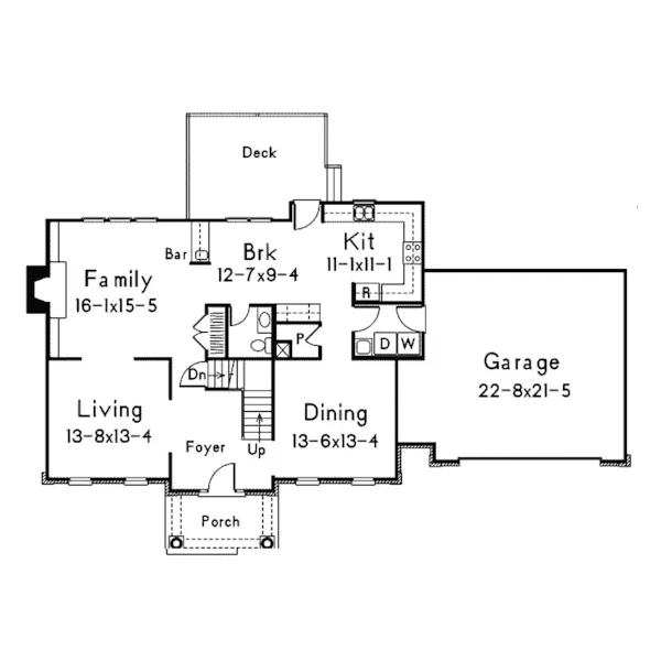 Colonial House Plan First Floor - Colonial Style House | Traditional Colonial House Plan