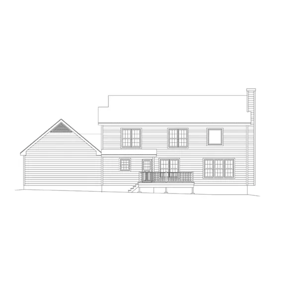 Colonial House Plan Rear Elevation - Colonial Style House | Traditional Colonial House Plan