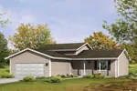 Informal Country Ranch Home With Front Loading Garage 