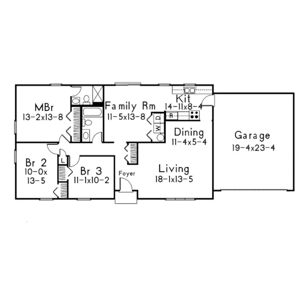 Ranch House Plan First Floor - Crawford Ranch Home 001D-0023 - Search House Plans and More