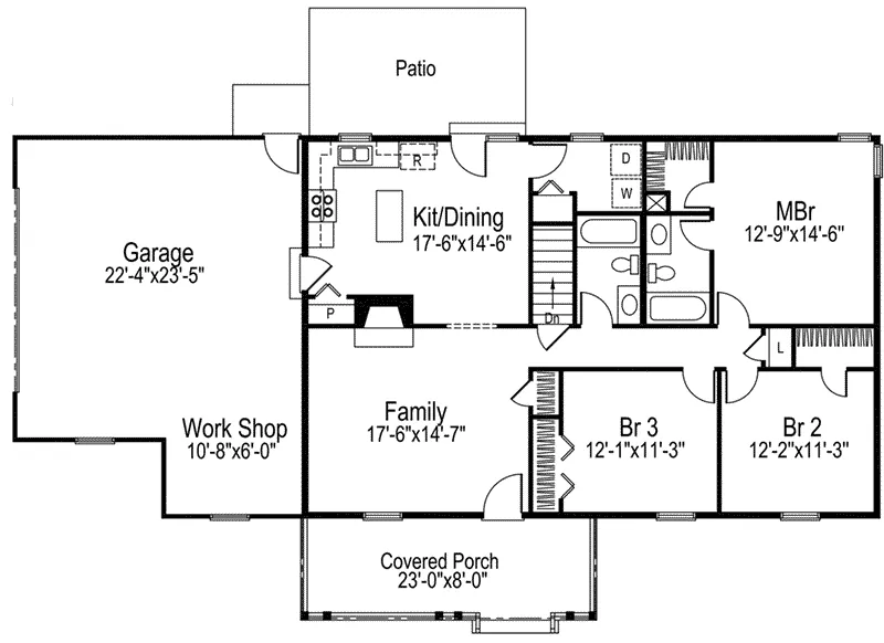 Country House Plan First Floor - Brightmoore Country Ranch Home 001D-0024 | Country Ranch Style Home