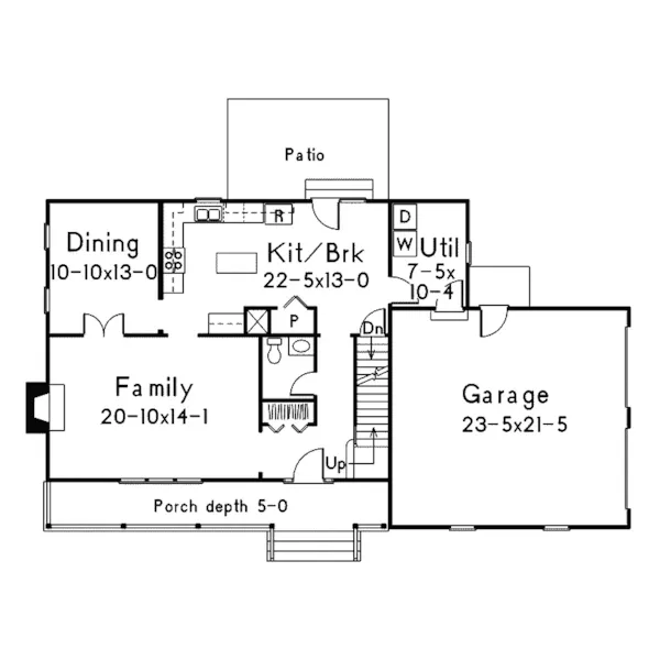 Farmhouse Plan First Floor - Parkdale Country Home 001D-0025 - Shop House Plans and More