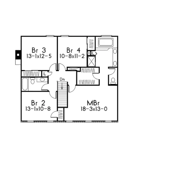 Colonial House Plan Second Floor - Whitefeld Colonial Home 001D-0027 - Shop House Plans and More