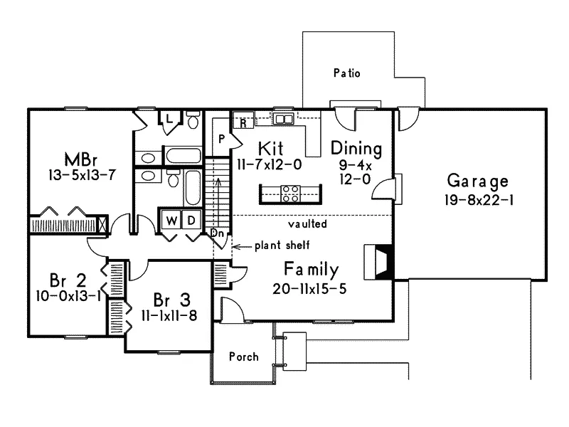 Ranch House Plan First Floor - Wydown Ranch Home 001D-0030 | House and More