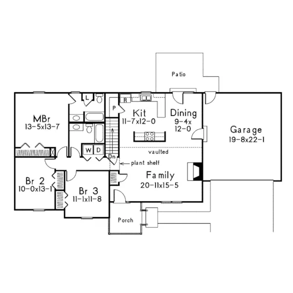 Ranch House Plan First Floor - Wydown Ranch Home 001D-0030 | House and More