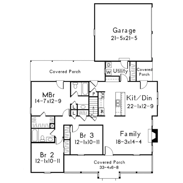 Country House Plan First Floor - Mayland Country Style Home 001D-0031 - Shop House Plans and More