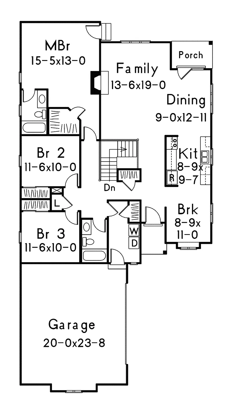 Sunbelt House Plan First Floor - Baxter Narrow Lot Home 001D-0033 - Search House Plans and More