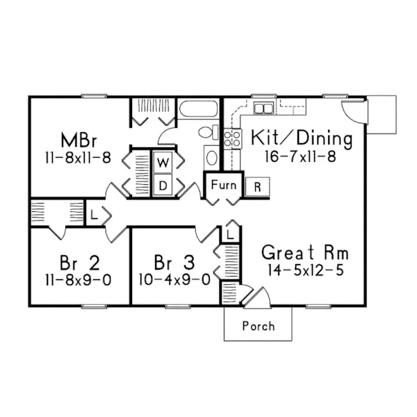 Ranch House Plan First Floor - Grass Roots I Ranch Home 001D-0041 - Search House Plans and More