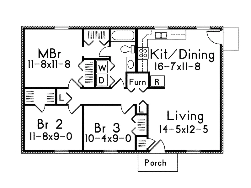 Ranch House Plan First Floor - Grass Roots II Ranch Home 001D-0042 - Search House Plans and More
