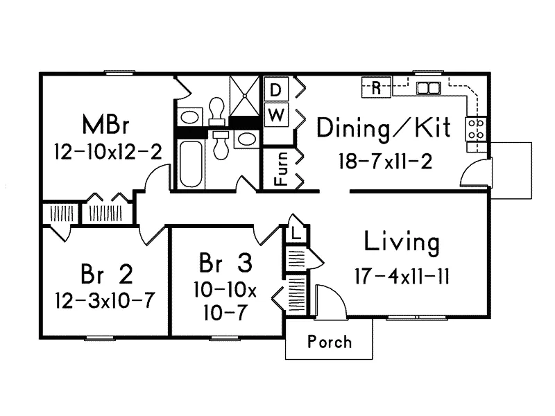 Ranch House Plan First Floor - Boone Ranch Home 001D-0043 - Search House Plans and More