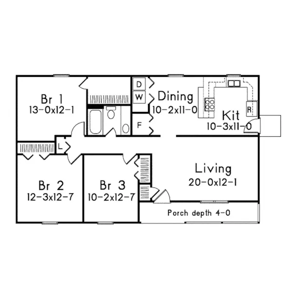 Ranch House Plan First Floor - Manchester Country Home 001D-0045 - Shop House Plans and More