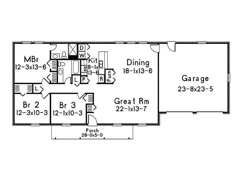 Ranch House Plan First Floor - Squire I Country Ranch Home 001D-0048 - Shop House Plans and More