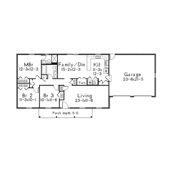 Ranch House Plan First Floor - Saxony I Country Ranch Home 001D-0052 - Shop House Plans and More