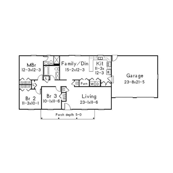 Country House Plan First Floor - Saxony II Rustic Ranch Home 001D-0053 - Shop House Plans and More